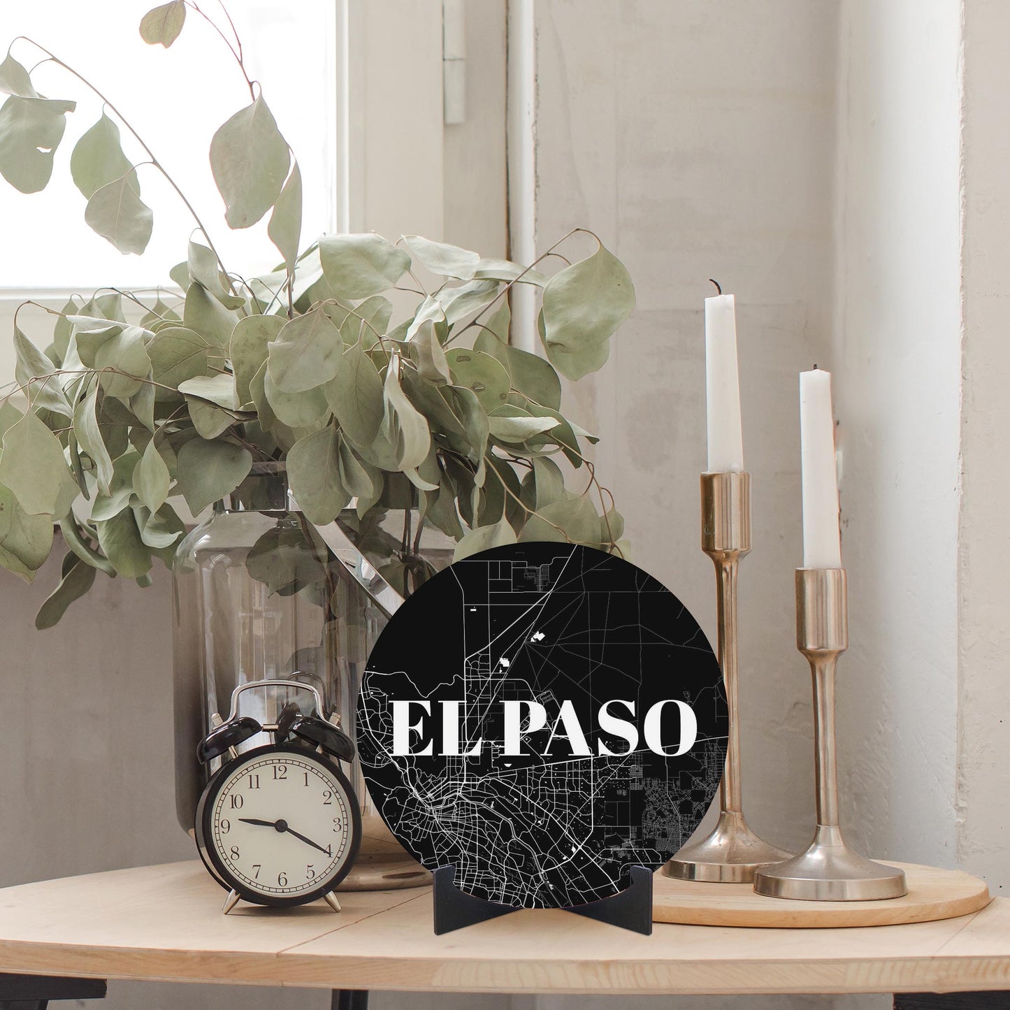 Minimalistic B&W Texas El Paso Map | Wood Sign | Eaches | Min 1