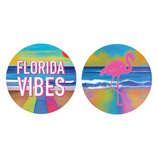 Bright Florida Beach | Absorbent Car Coasters | Set of 2 | Min 4