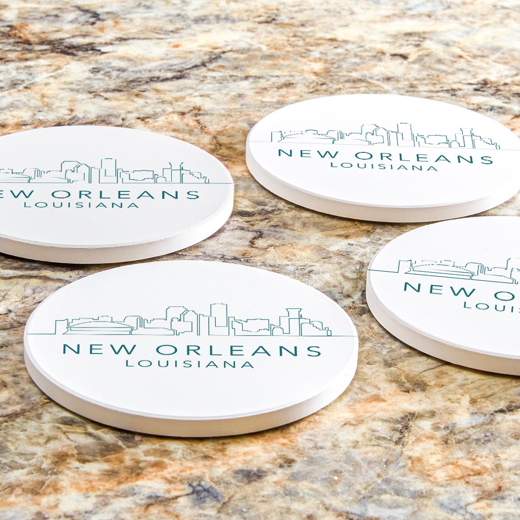 Blue White New Orleans Skyline| Absorbent Coasters | Set of 4 | Min 2