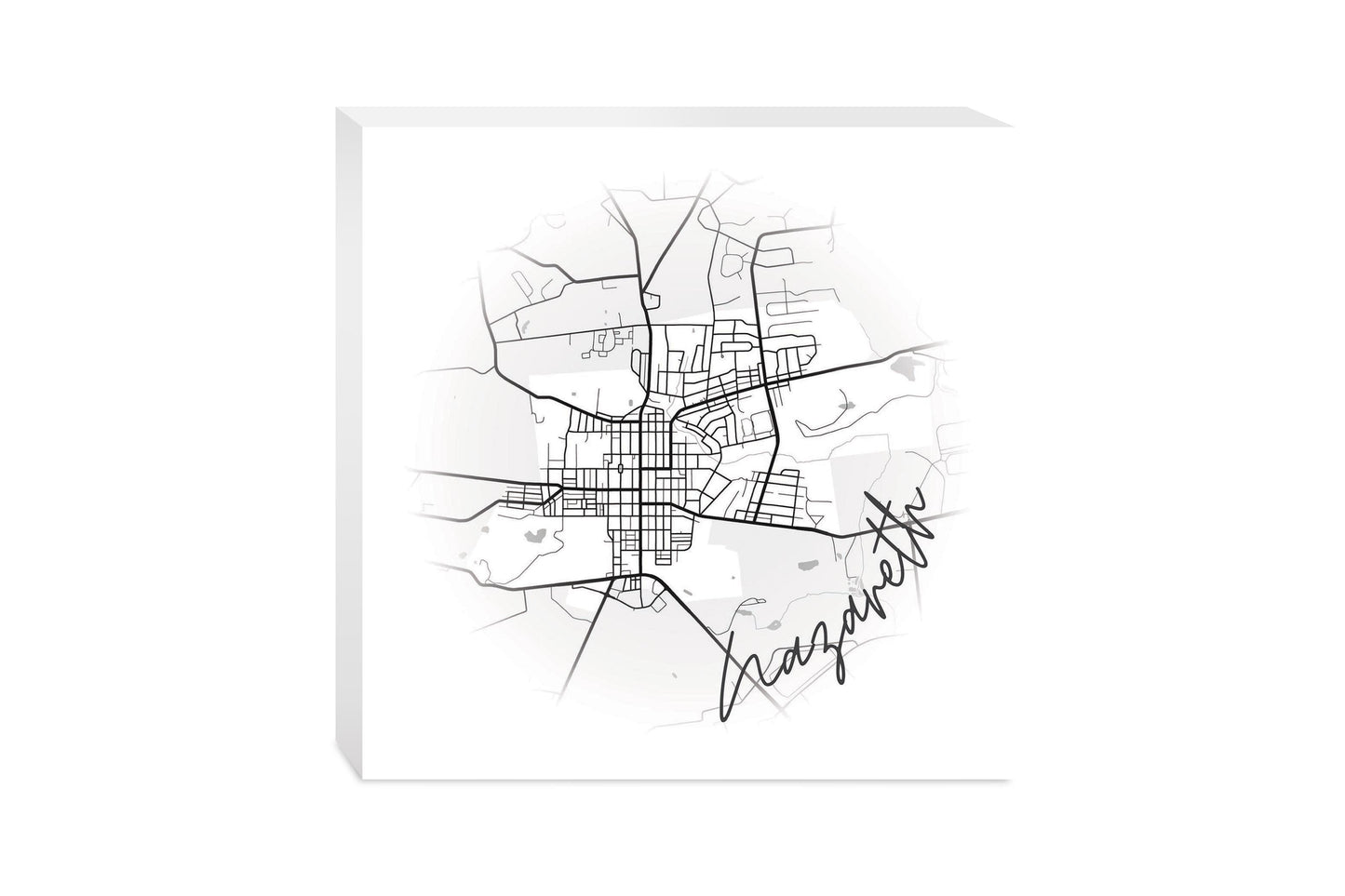 Minimalistic B&W Pennsylvania Nazareth Circle Map | Wood Block | Eaches | Min 2