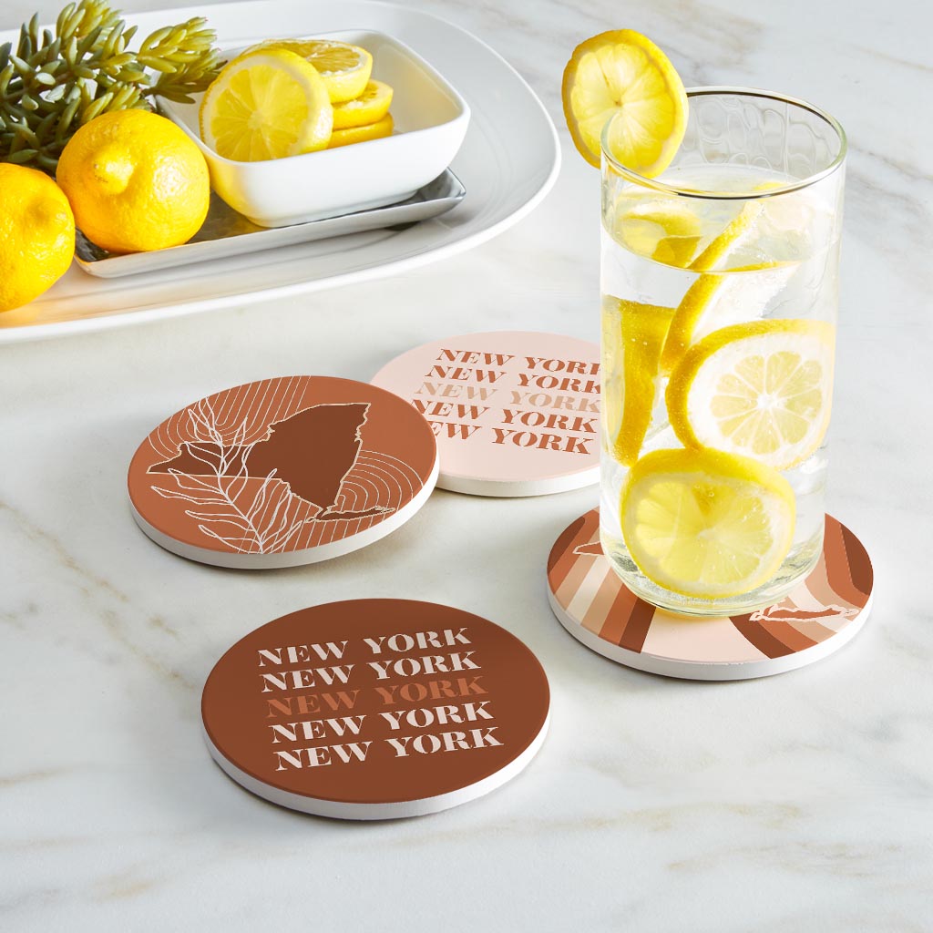 Modern Minimalist New York State Nyrepeated | Absorbent Coasters | Set of 4 | Min 2