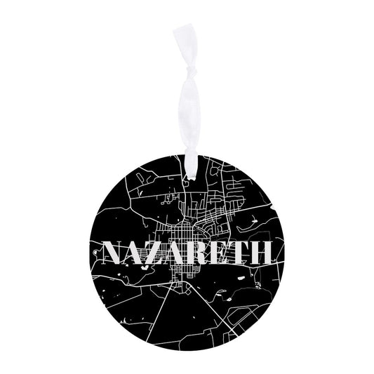 Minimalistic B&W Pennsylvania Nazareth Map| Wood Ornament | Eaches | Min 6