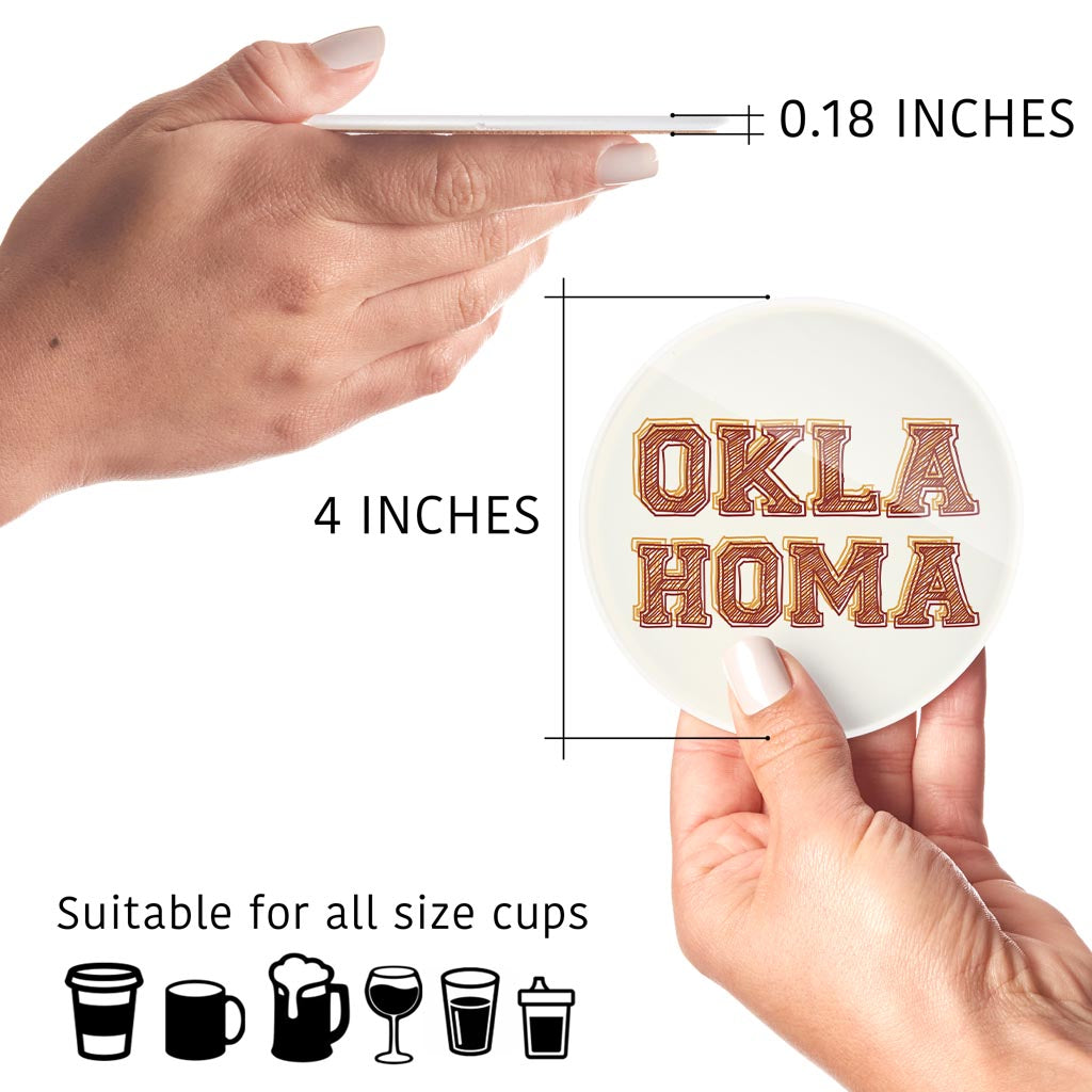 Modern Minimalist Oklahoma | Hi-Def Glass Coasters | Set of 4 | Min 2