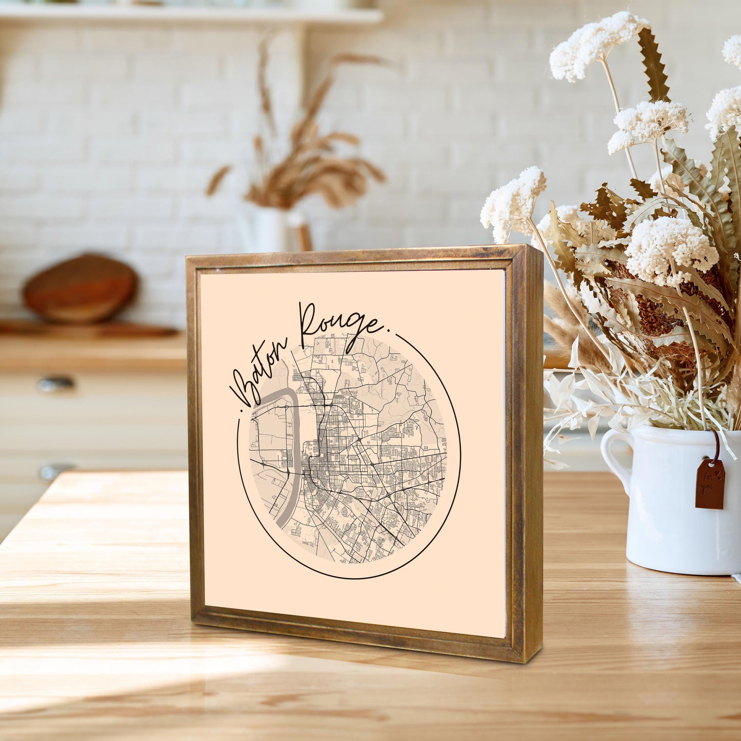 Louisiana Colorful Baton Rouge Circle Map | Wood Sign | Eaches | Min 1