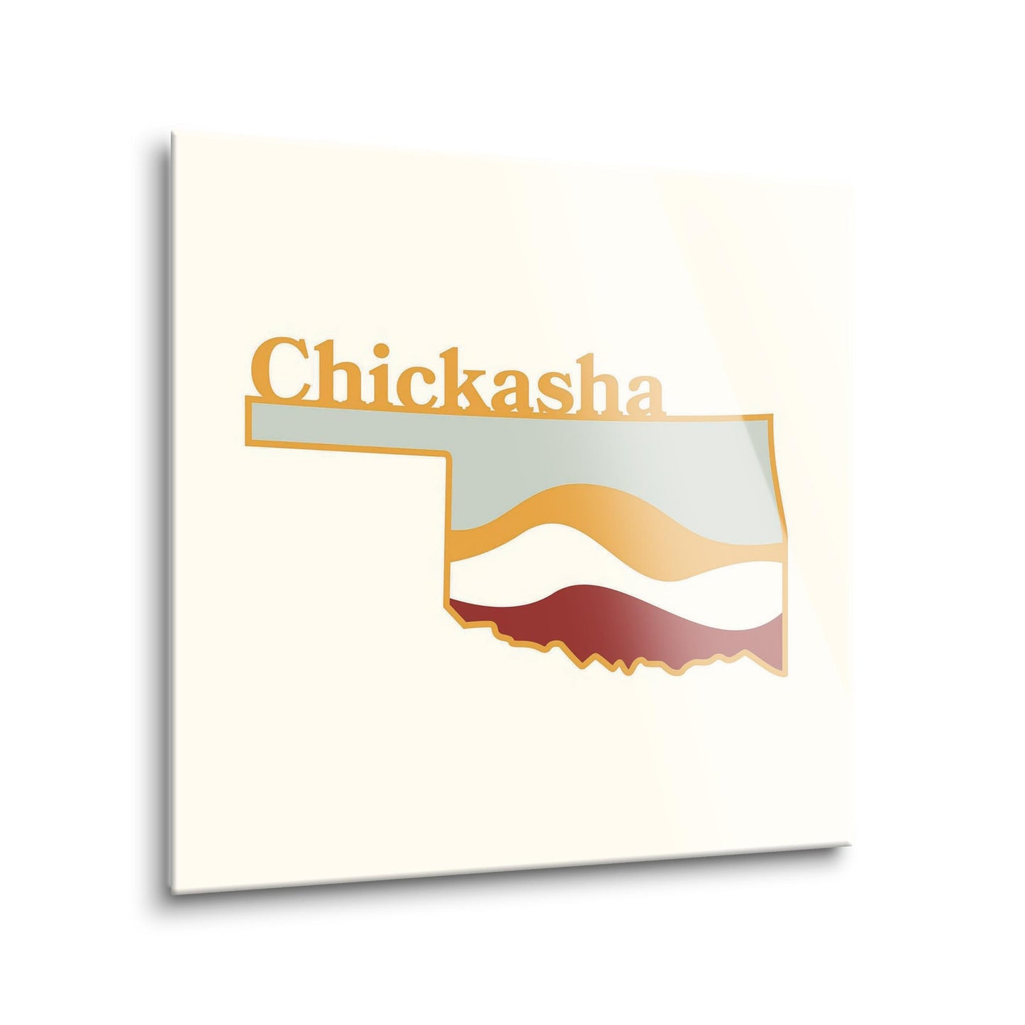 Modern Minimalist Oklahoma State Chickasha | Hi-Def Glass Art | Eaches | Min 1