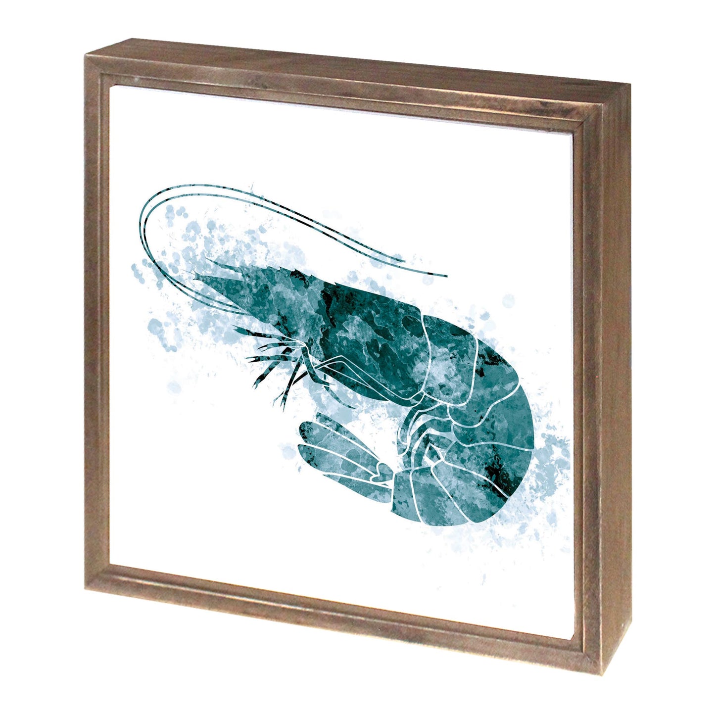 Blue White Water Color Shrimp | Wood Sign | Eaches | Min 1