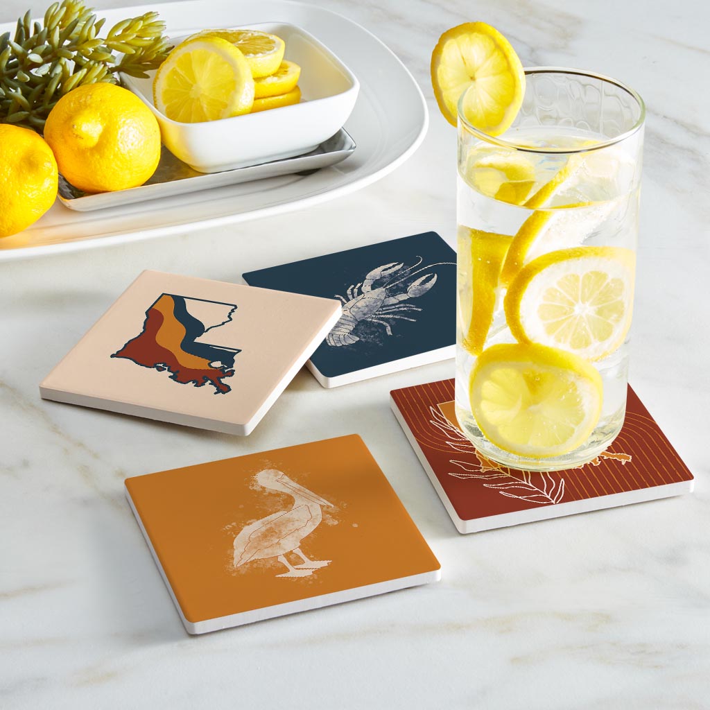 Modern Minimalist Louisiana Set | Absorbent Coasters | Set of 4 | Min 2