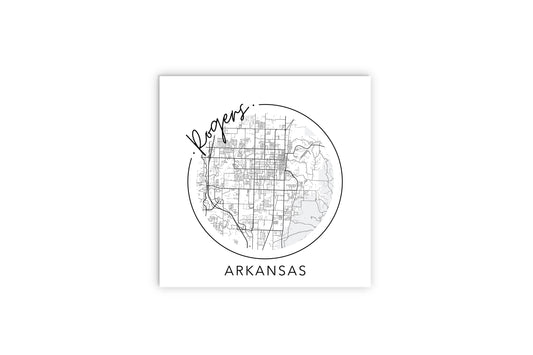 Minimalist B&W Arkansas Rogers Circle Map State | Wood Sign | Eaches | Min 2