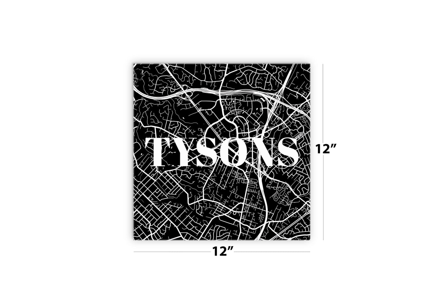 Minimalistic B&W Virginia Tysons Map | Wood Sign | Eaches | Min 2