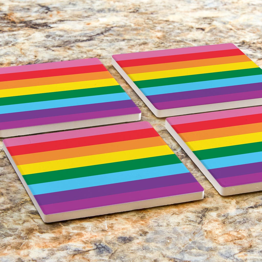 Original Pride Flag Colors| Absorbent Coasters | Set of 4 | Min 2