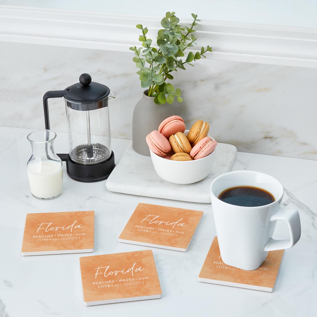 Florida Meaning Orange | Absorbent Coasters | Set of 4 | Min 2