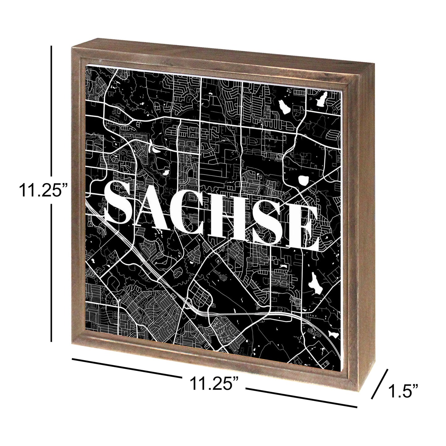 Minimalistic B&W Texas Sachse Map | Wood Sign | Eaches | Min 1