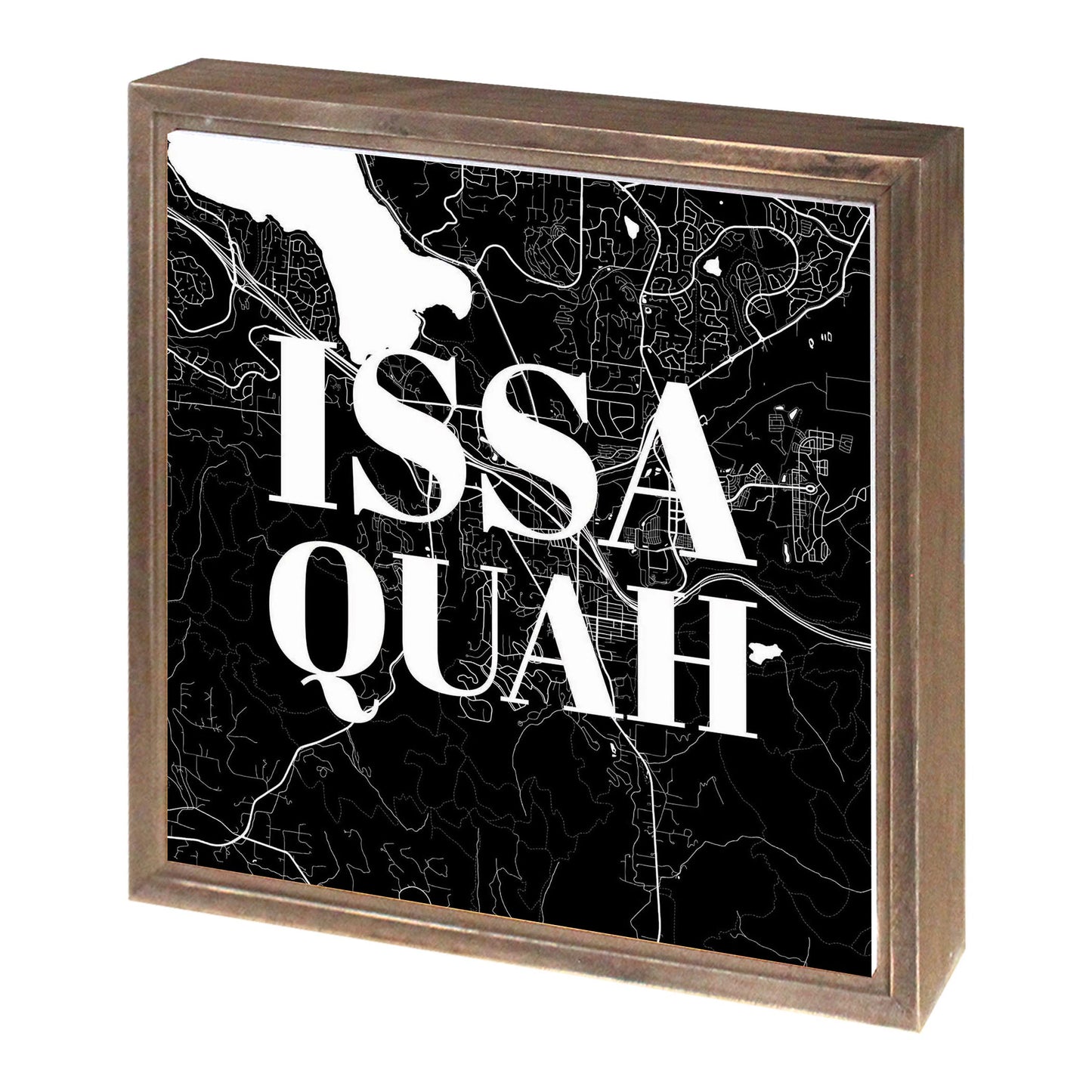 Minimalistic B&W Washington Issaquah Map | Wood Sign | Eaches | Min 1