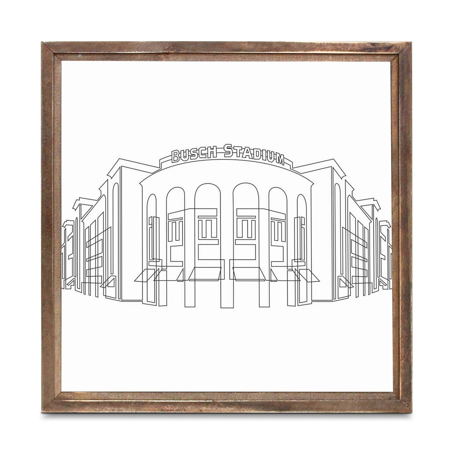 Minimalist B&W Missouri Busch Stadium Line Drawing | Wood Sign | Eaches | Min 1