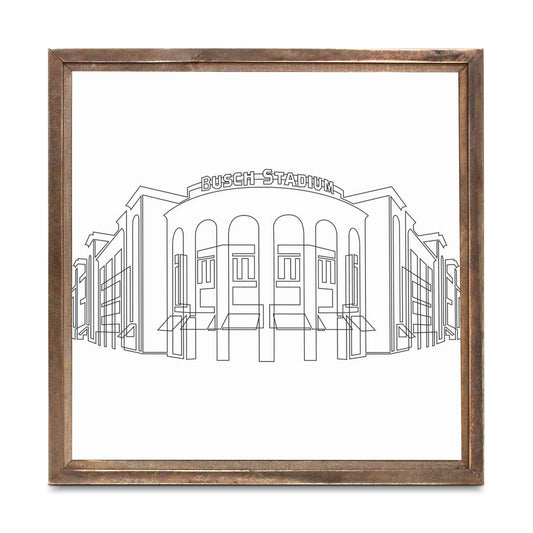 Minimalist B&W Missouri Busch Stadium Line Drawing | Wood Sign | Eaches | Min 1