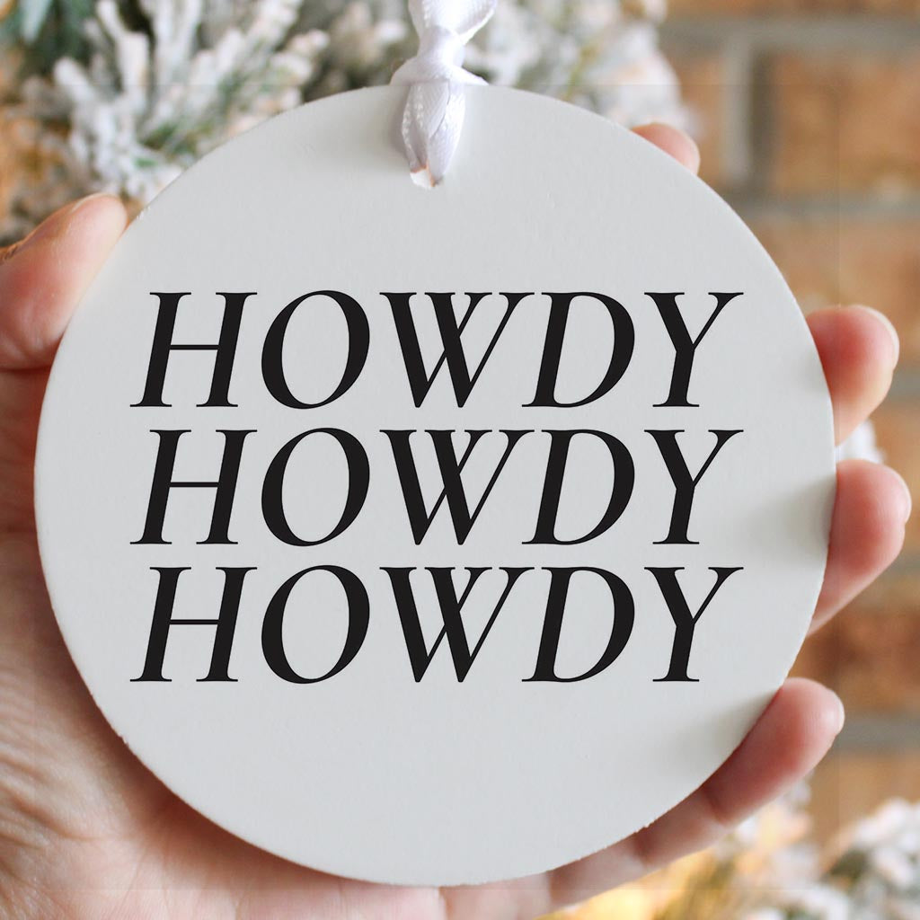 Minimalistic B&W Texas Howdy | Wood Ornament | Eaches | Min 6