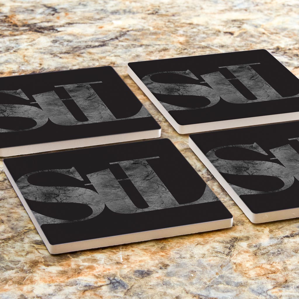 Minimalist B&W Missouri St Louis Black Initials | Absorbent Coasters | Set of 4 | Min 2