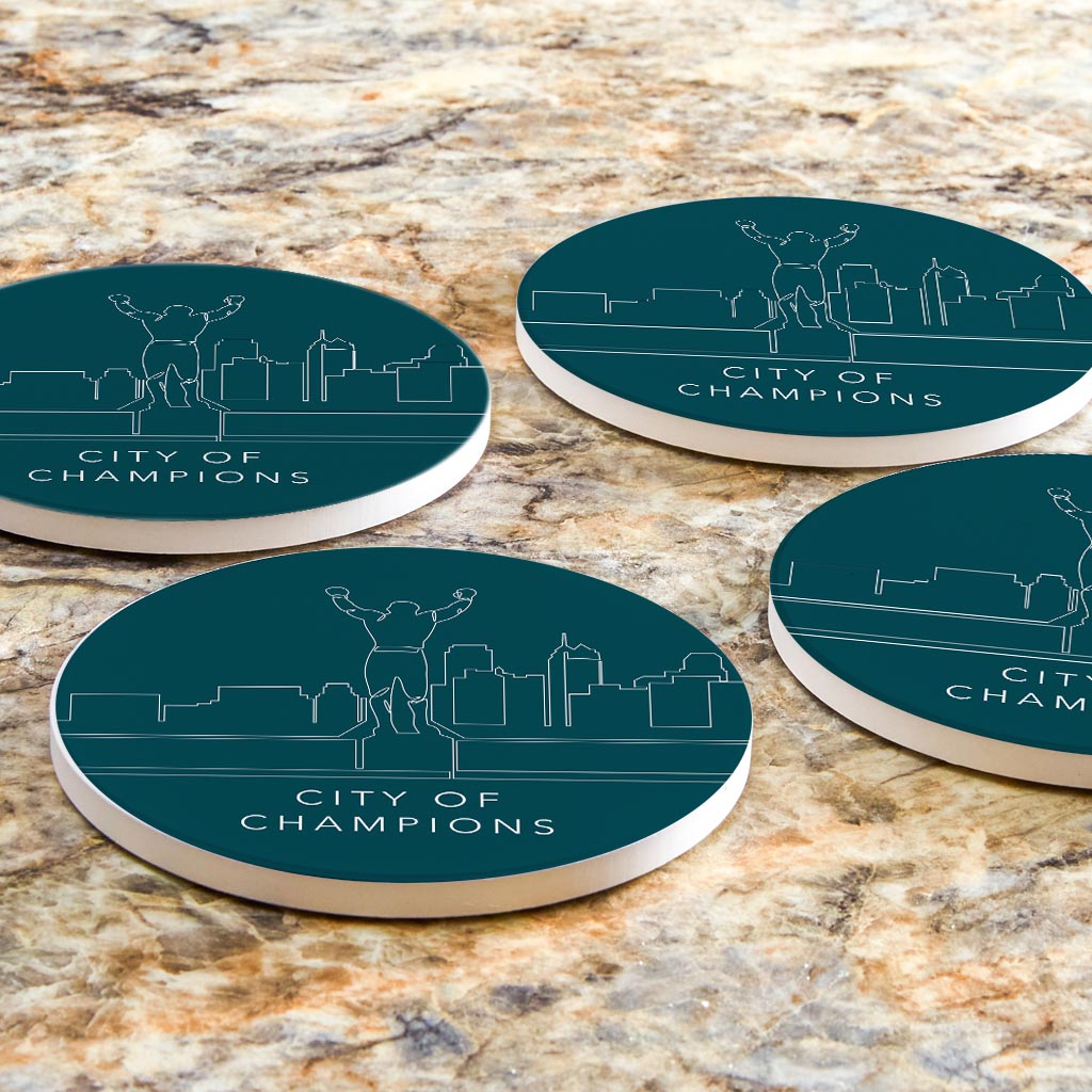 Modern Minimalist Pennsylvania Rocky Statue| Absorbent Coasters | Set of 4 | Min 2