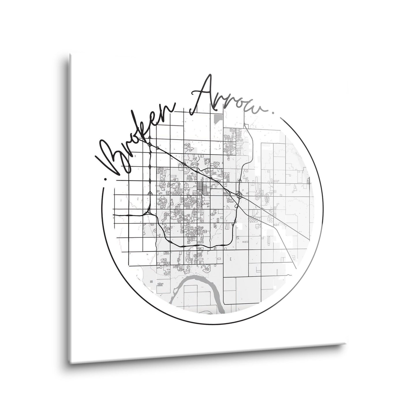 Modern Oklahoma Broken Arrow Map | Hi-Def Glass Art | Eaches | Min 2