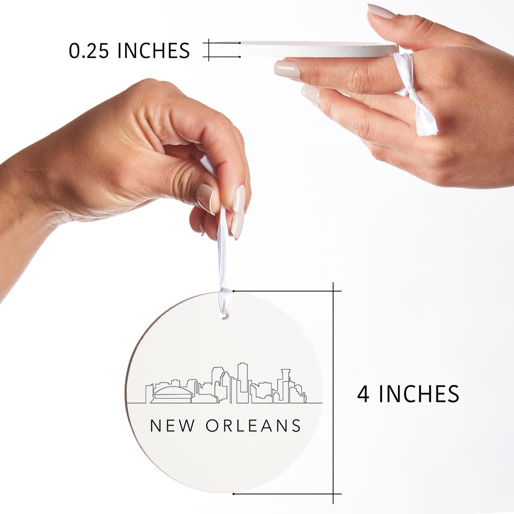 Modern Louisiana New Orleans City Line Drawing | Wood Ornament | Eaches | Min 6