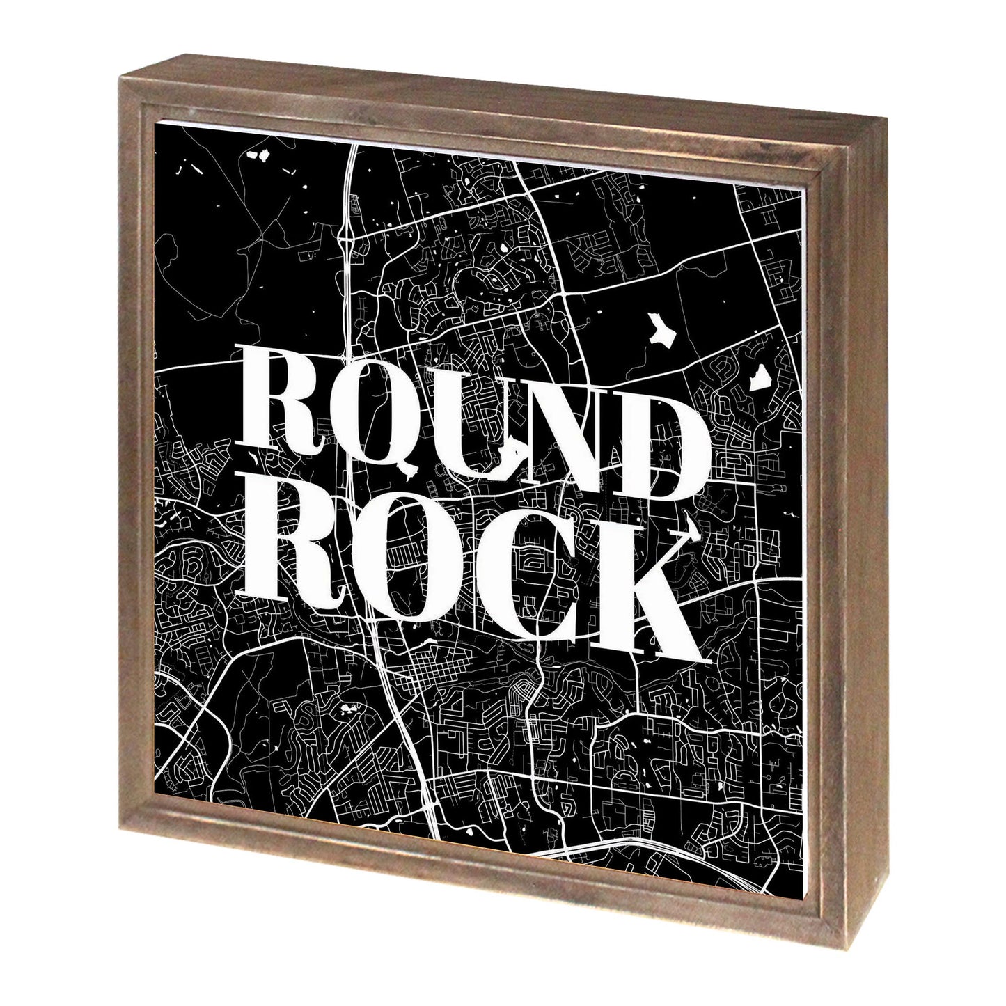 Minimalistic B&W Texas Round Rock Map | Wood Sign | Eaches | Min 1