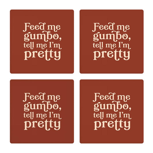 Modern Minimalist Louisiana Gumbo Saying | Absorbent Coasters | Set of 4 | Min 2