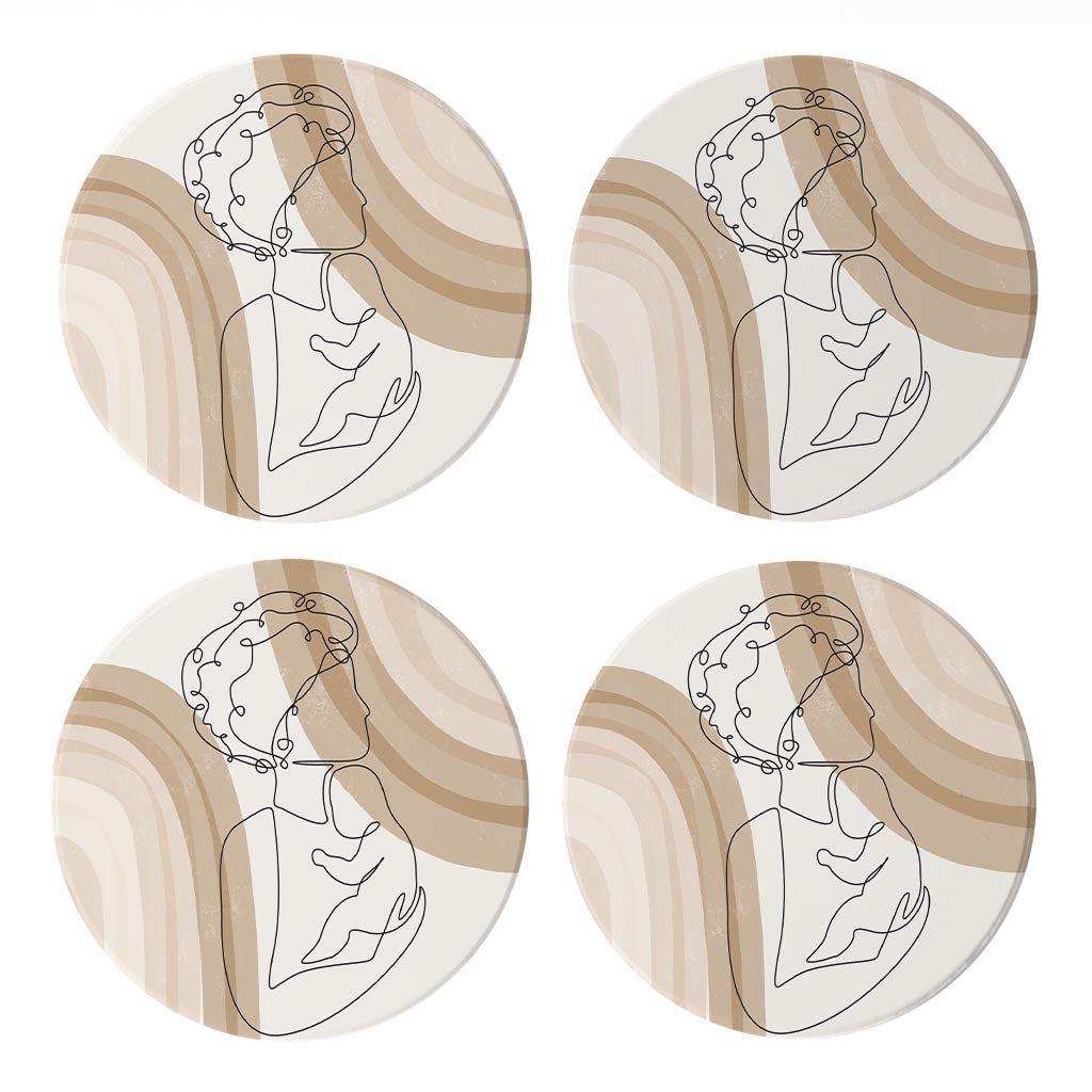 Modern Minimalist Mothers Day Mom Baby | Absorbent Coasters | Set of 4 | Min 2