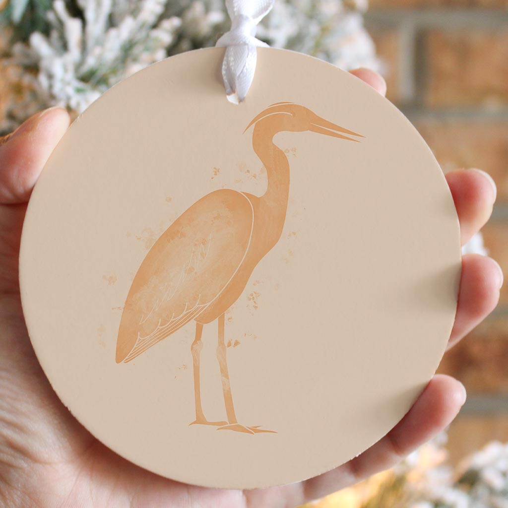 Louisiana Colorful Water Color Heron | Wood Ornament | Eaches | Min 6