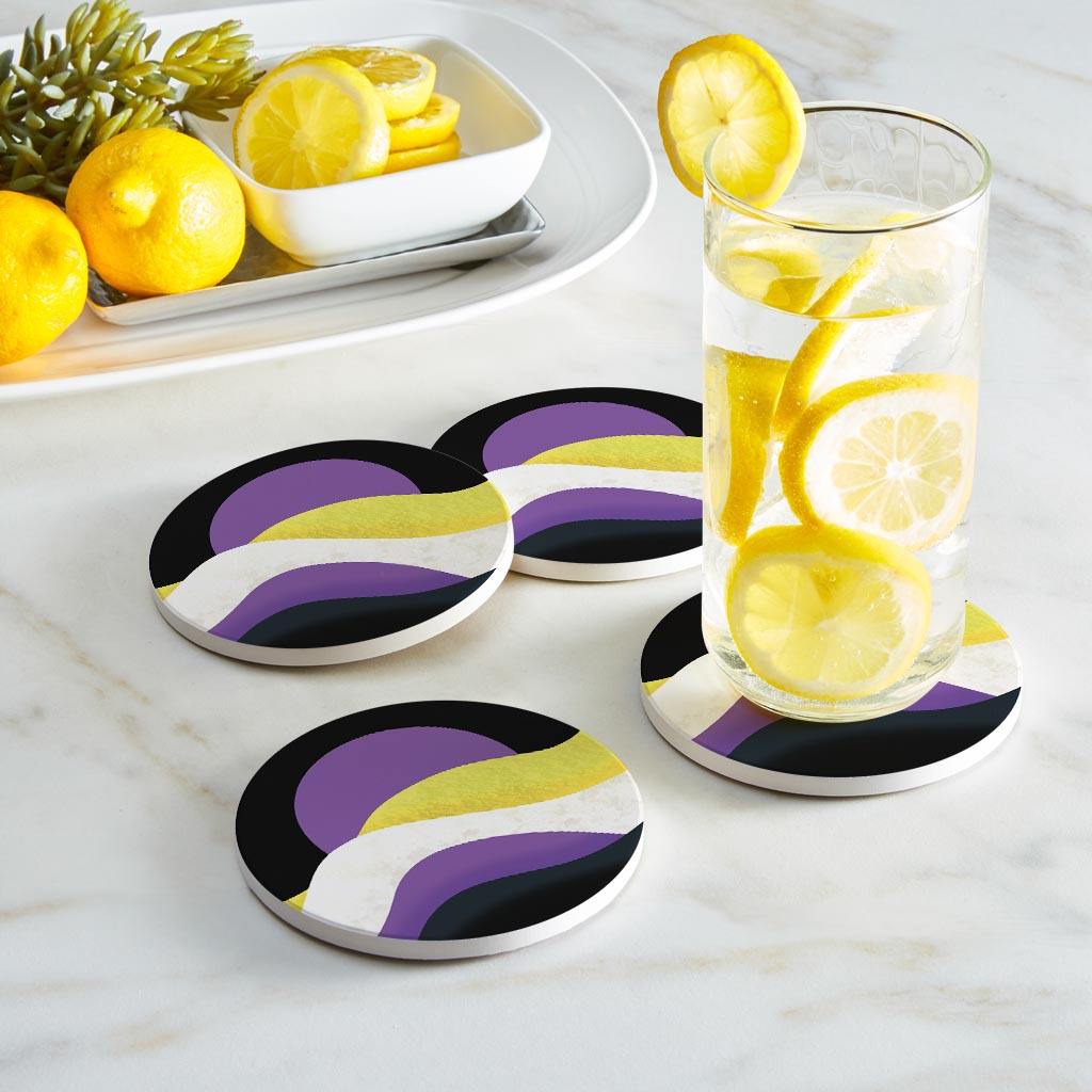 Nonbinary Pride Moon Waves| Absorbent Coasters | Set of 4 | Min 2