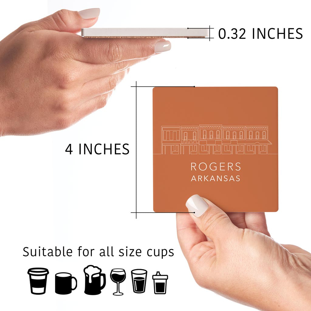 Modern Minimalist Arkansas Rogers Skyline State| Absorbent Coasters | Set of 4 | Min 2