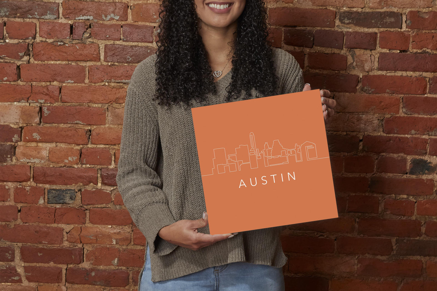 Modern Minimalist Texas Austin Skyline | Wood Sign | Eaches | Min 2