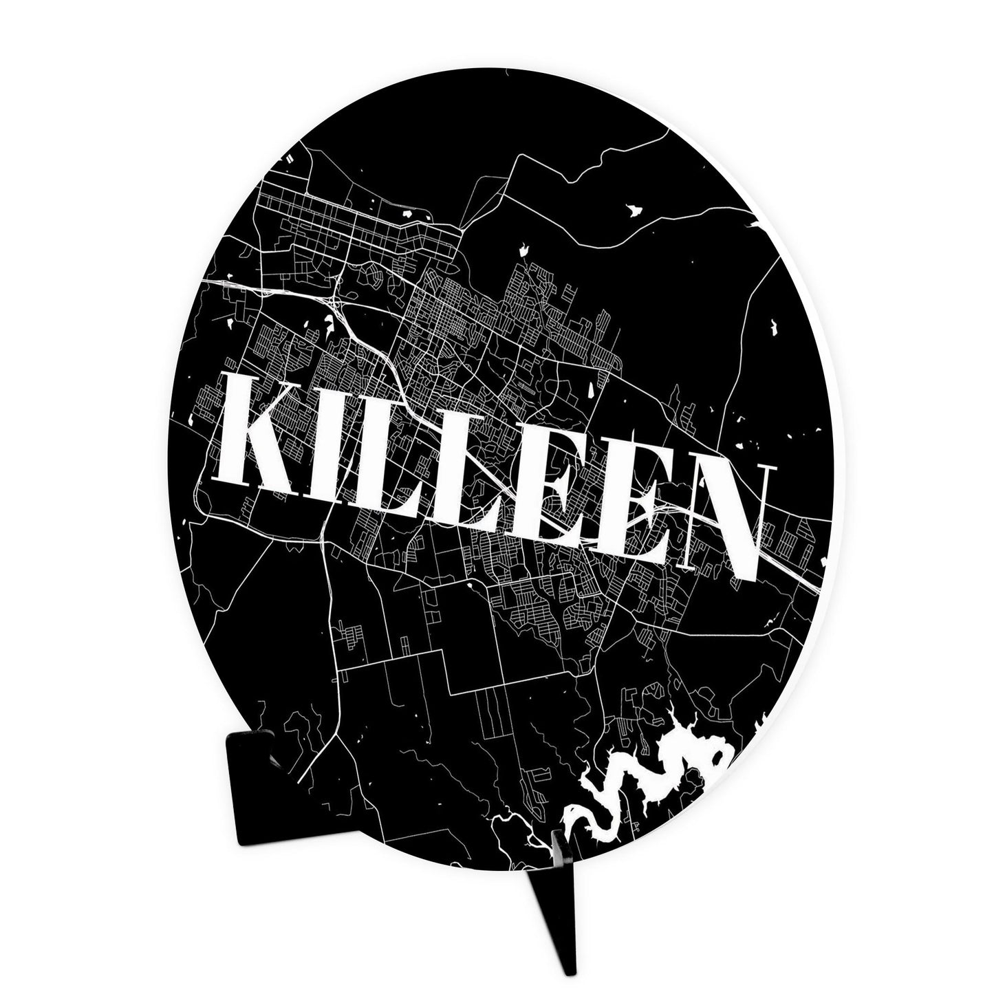 Minimalistic B&W Texas Killeen Map | Wood Sign | Eaches | Min 1