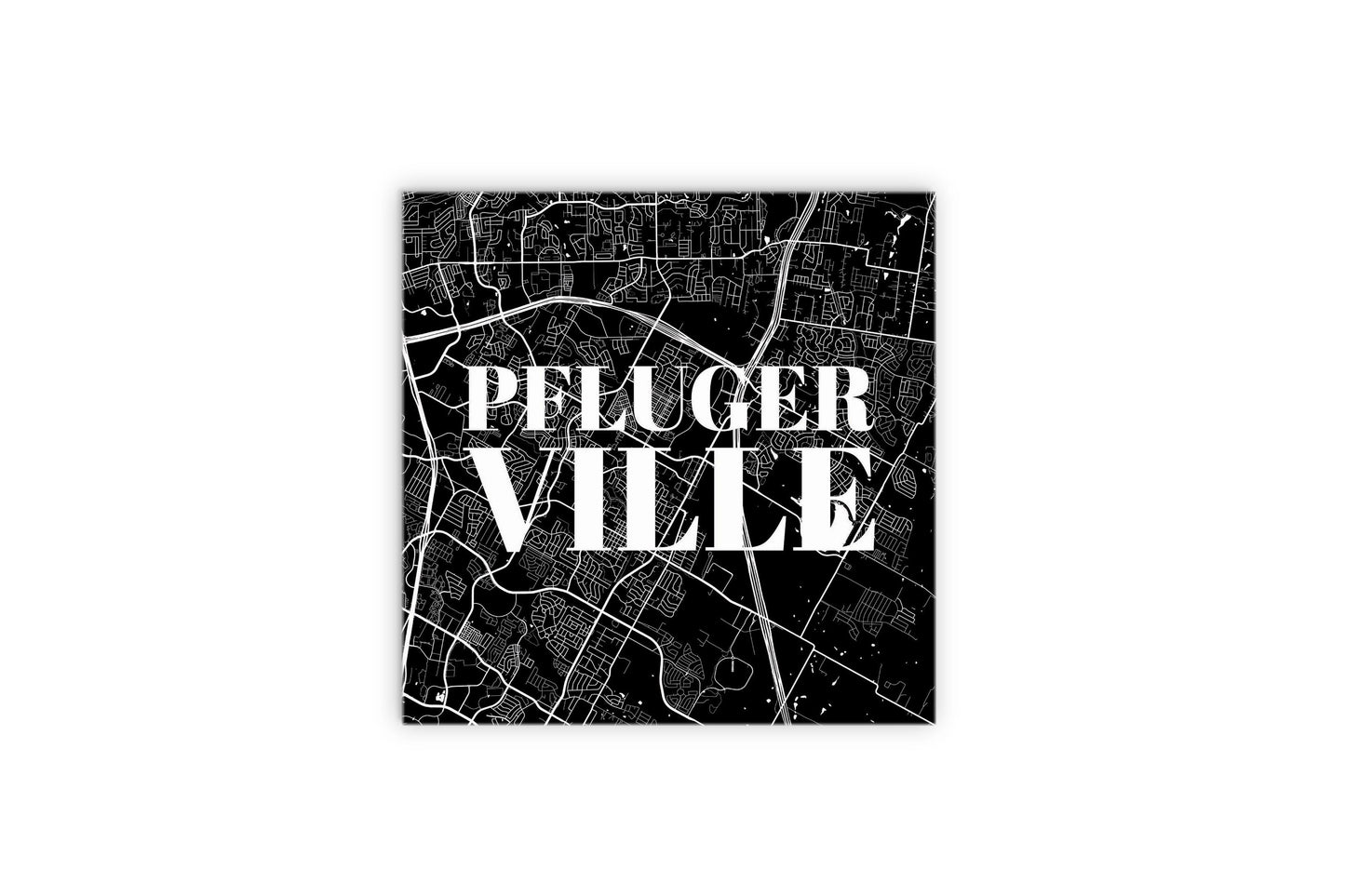 Minimalistic B&W Texas Pflugerville Map | Wood Sign | Eaches | Min 2