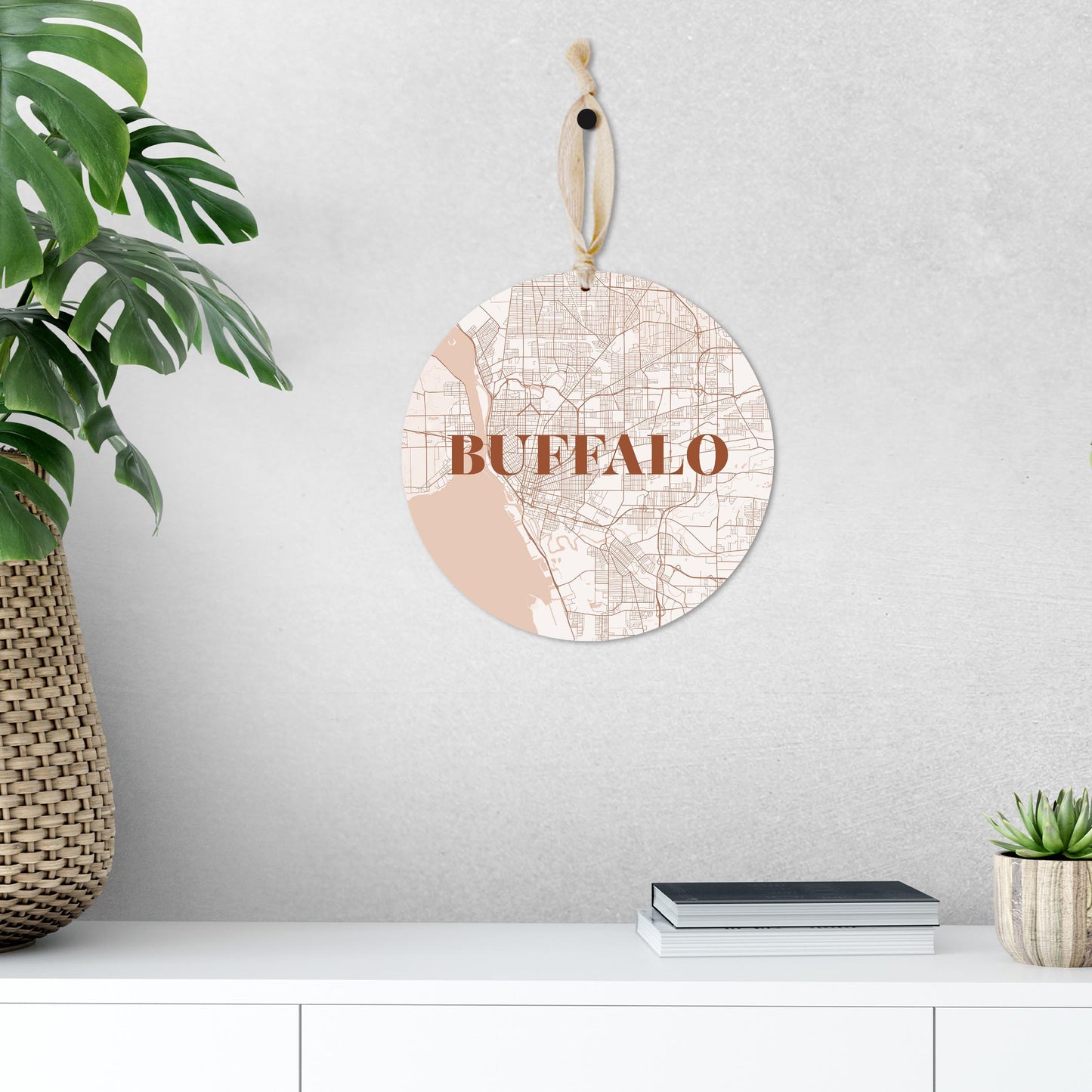 Modern Minimalist New York Buffalo Map | Wood Ornament | Eaches | Min 1