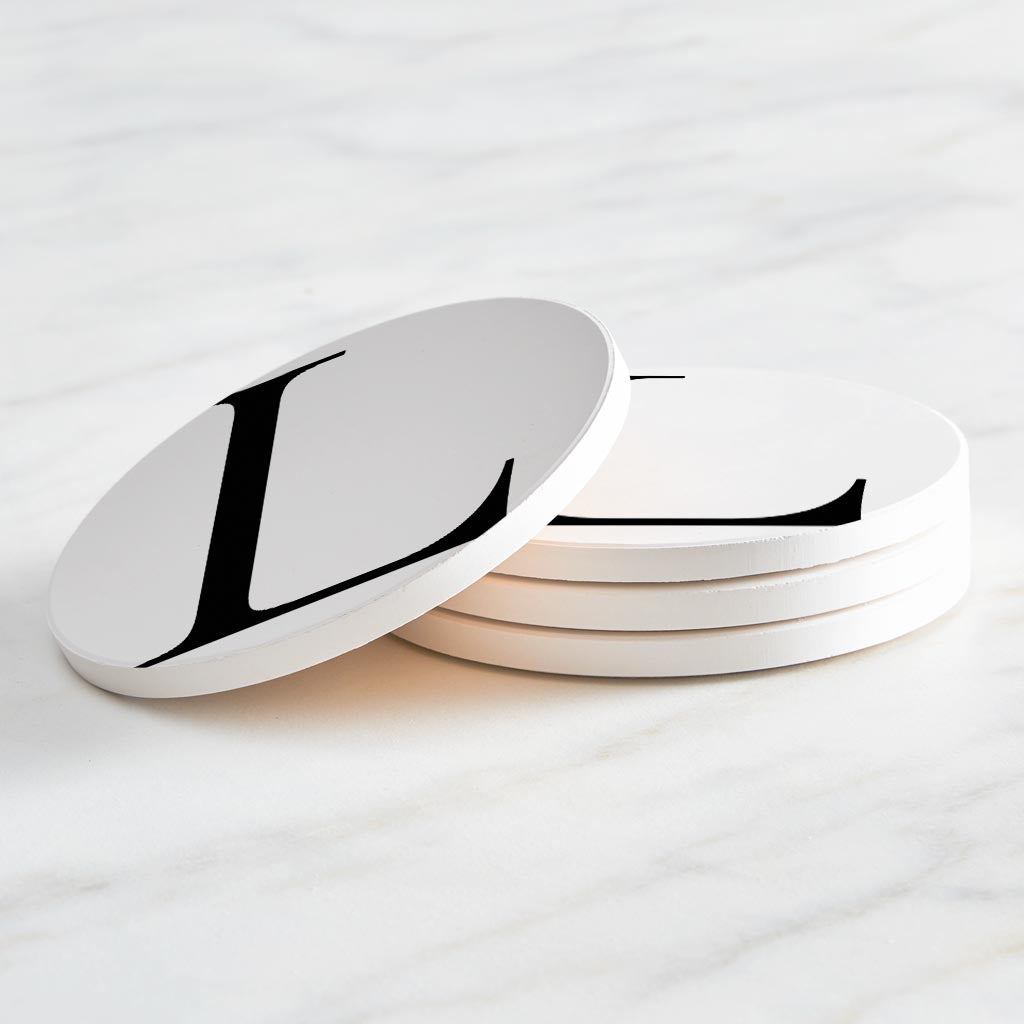 Minimalist Monogram L Circle | Absorbent Coasters | Set of 4 | Min 2