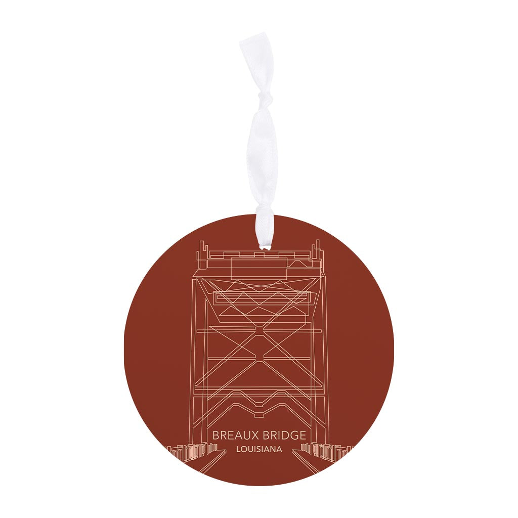 Modern Minimalist Louisiana Breaux Bridge Line Drawing | Wood Ornament | Eaches | Min 6