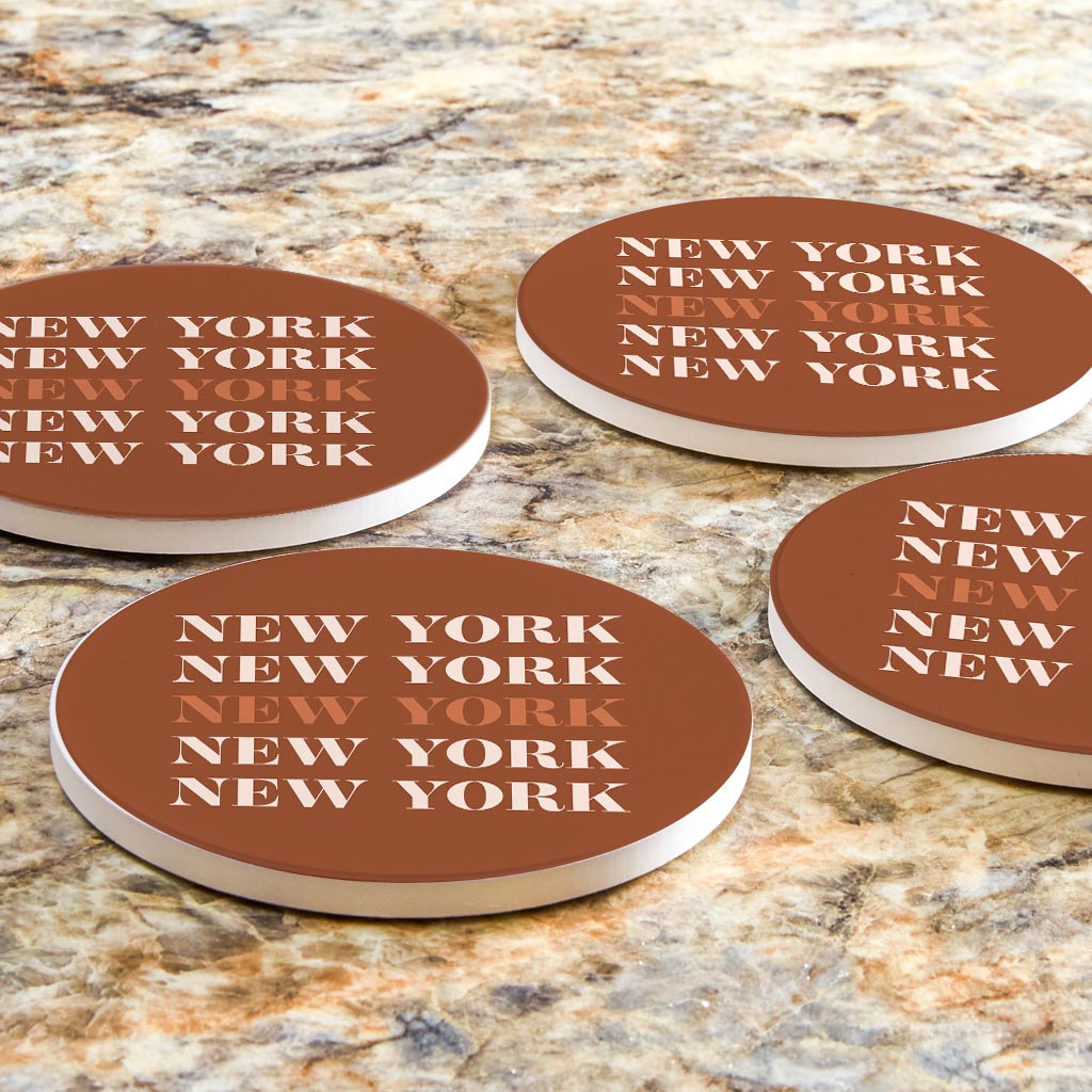 Modern Minimalist New York Repeated Dark | Absorbent Coasters | Set of 4 | Min 2