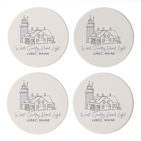 West Quoddy Head Light Muted Coastal | Absorbent Coasters | Set of 4 | Min 2