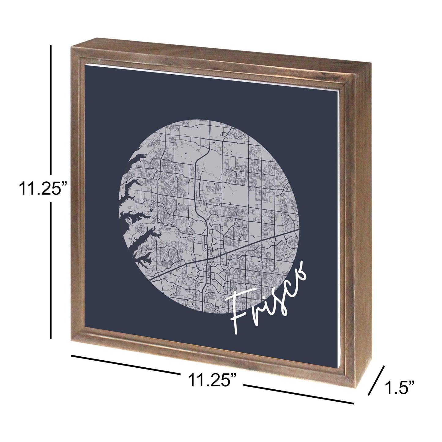 Modern Minimalist Texas Colors Frisco Circle Map | Wood Sign | Eaches | Min 1