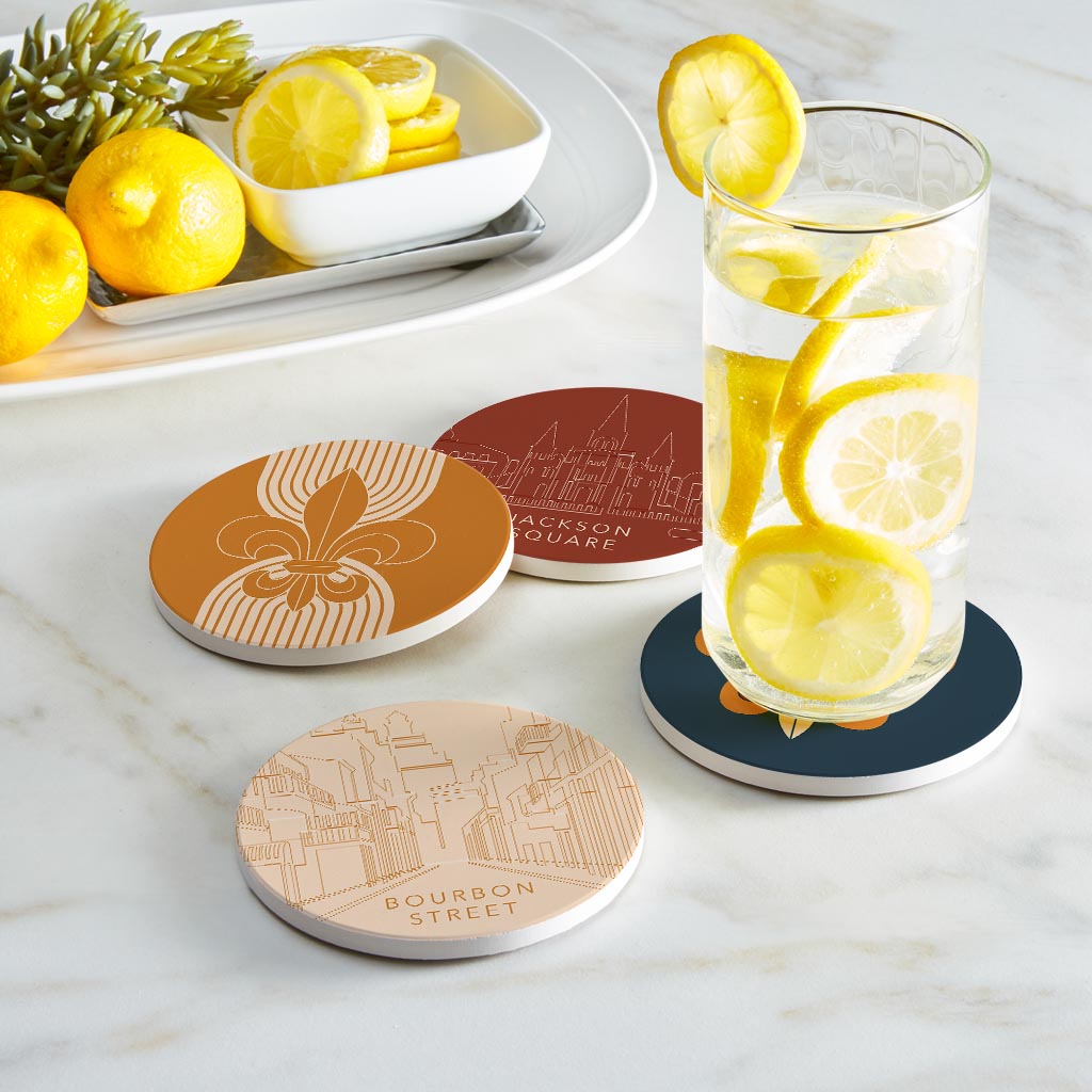 Modern Minimalist Louisiana Set | Absorbent Coasters | Set of 4 | Min 2