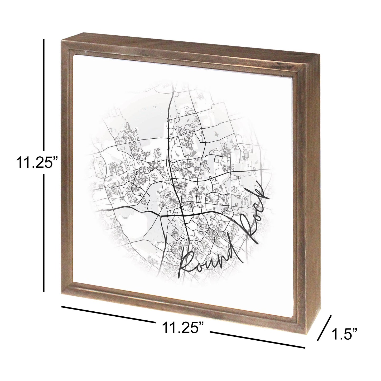 Minimalistic B&W Texas Round Rock Circle Map | Wood Sign | Eaches | Min 1