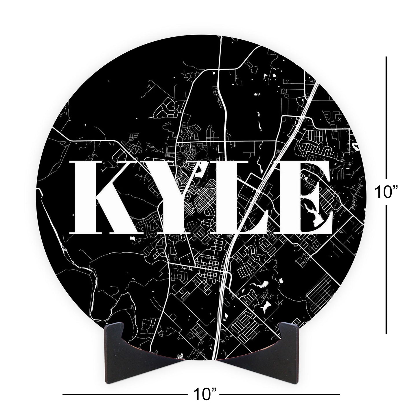 Minimalistic B&W Texas Kyle Map | Wood Sign | Eaches | Min 1