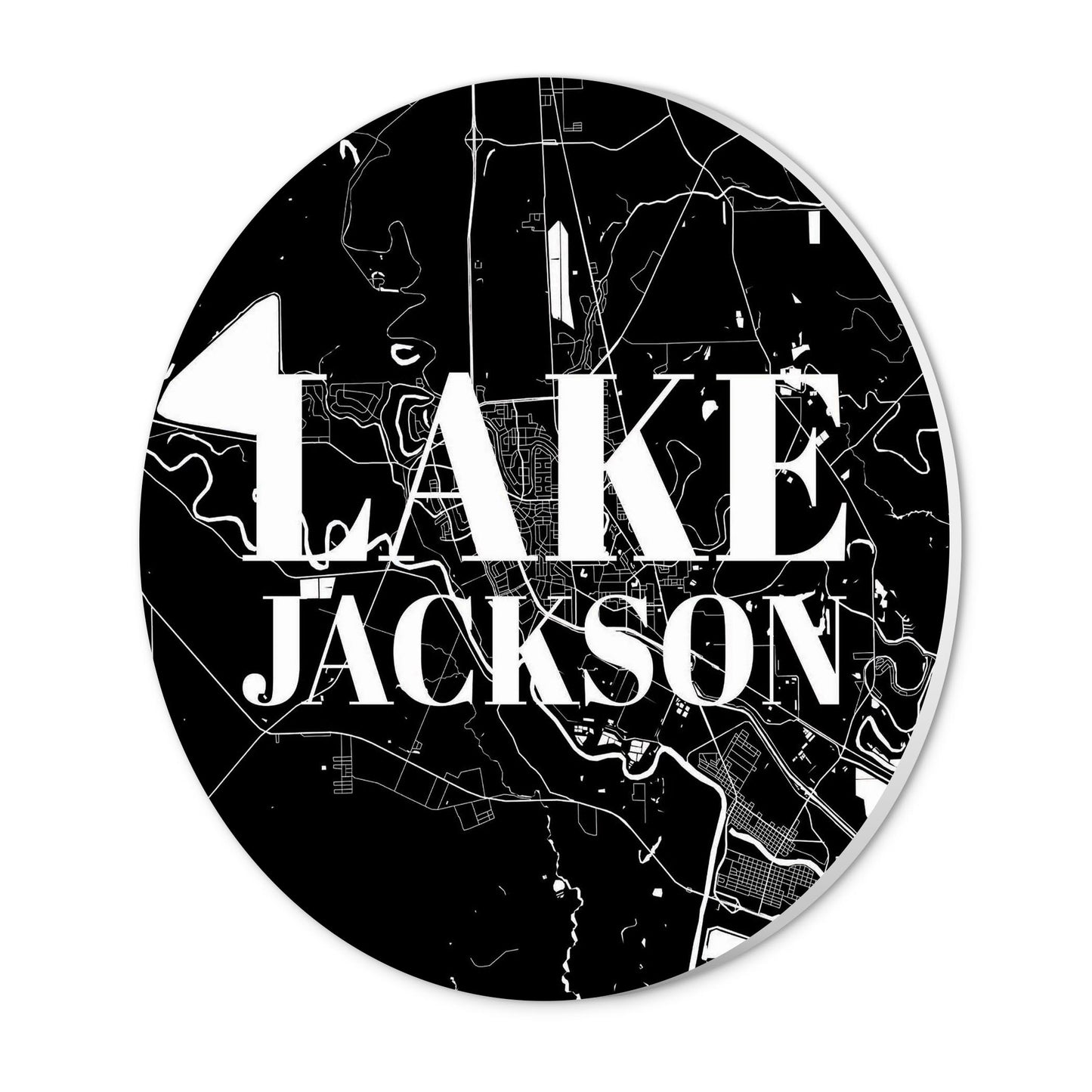 Minimalistic B&W Texas Lake Jackson Map | Wood Sign | Eaches | Min 1