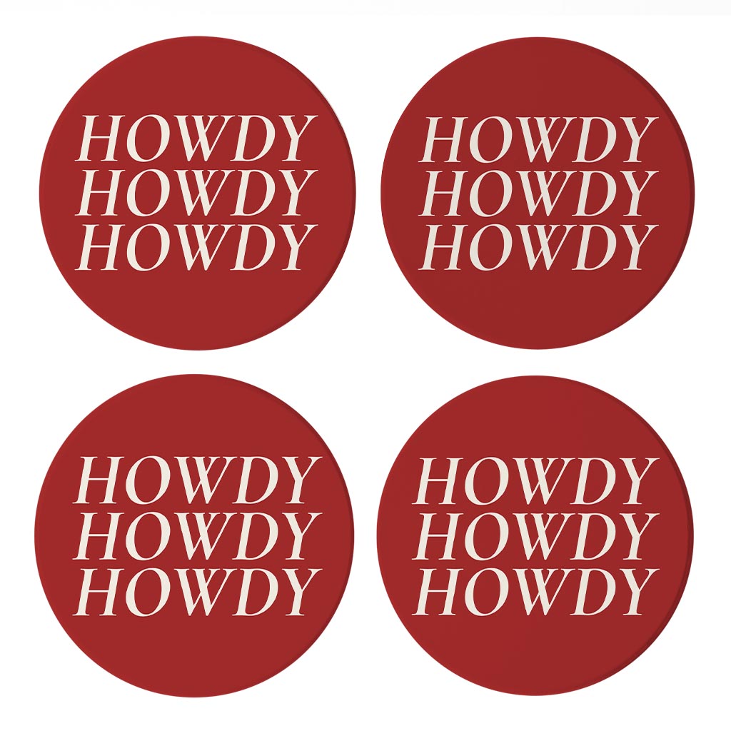 Modern Minimalist Texas Colors Howdy | Absorbent Coasters | Set of 4 | Min 2