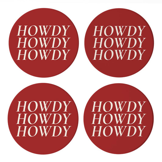 Modern Minimalist Texas Colors Howdy | Absorbent Coasters | Set of 4 | Min 2