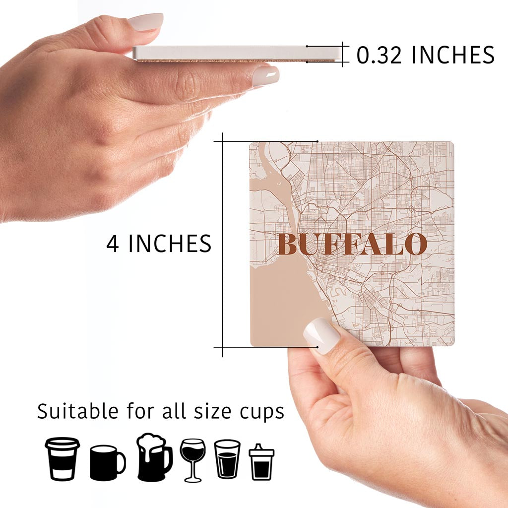 Modern Minimalist New York Buffalo State | Absorbent Coasters | Set of 4 | Min 2