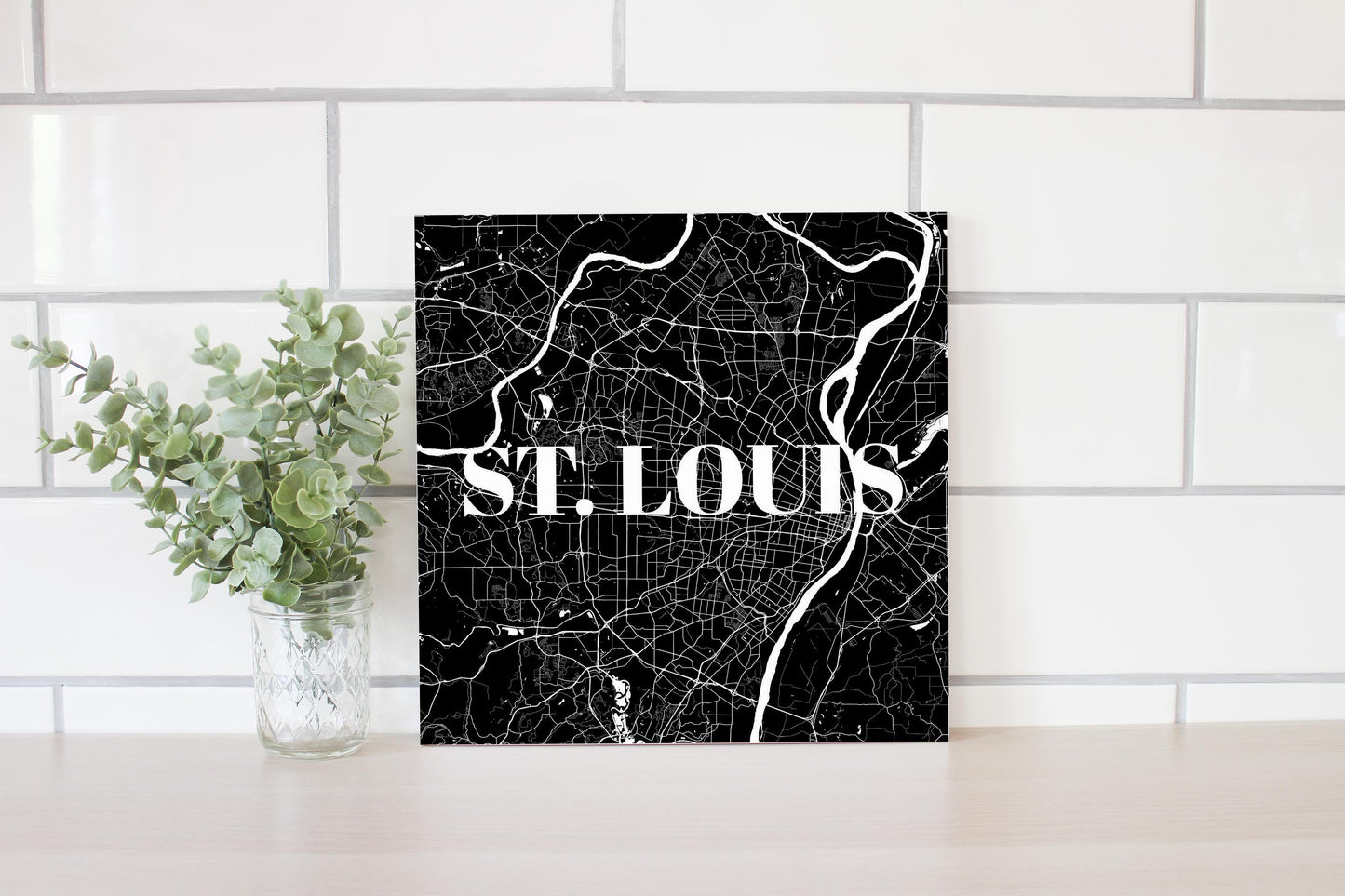 Minimalist B&W Missouri St Louis Map | Wood Sign | Eaches | Min 2