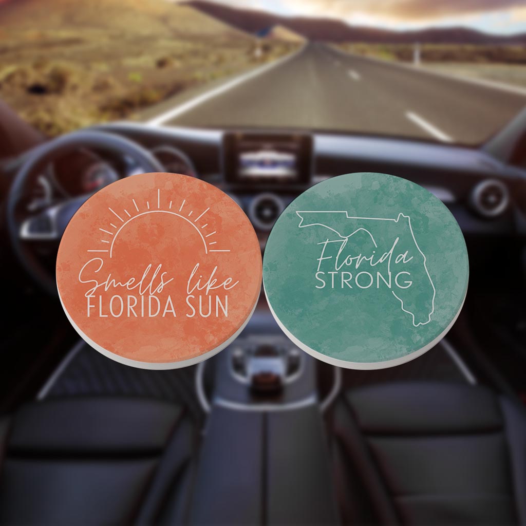 Florida Water Color Sayings | Absorbent Car Coasters | Set of 2 | Min 4