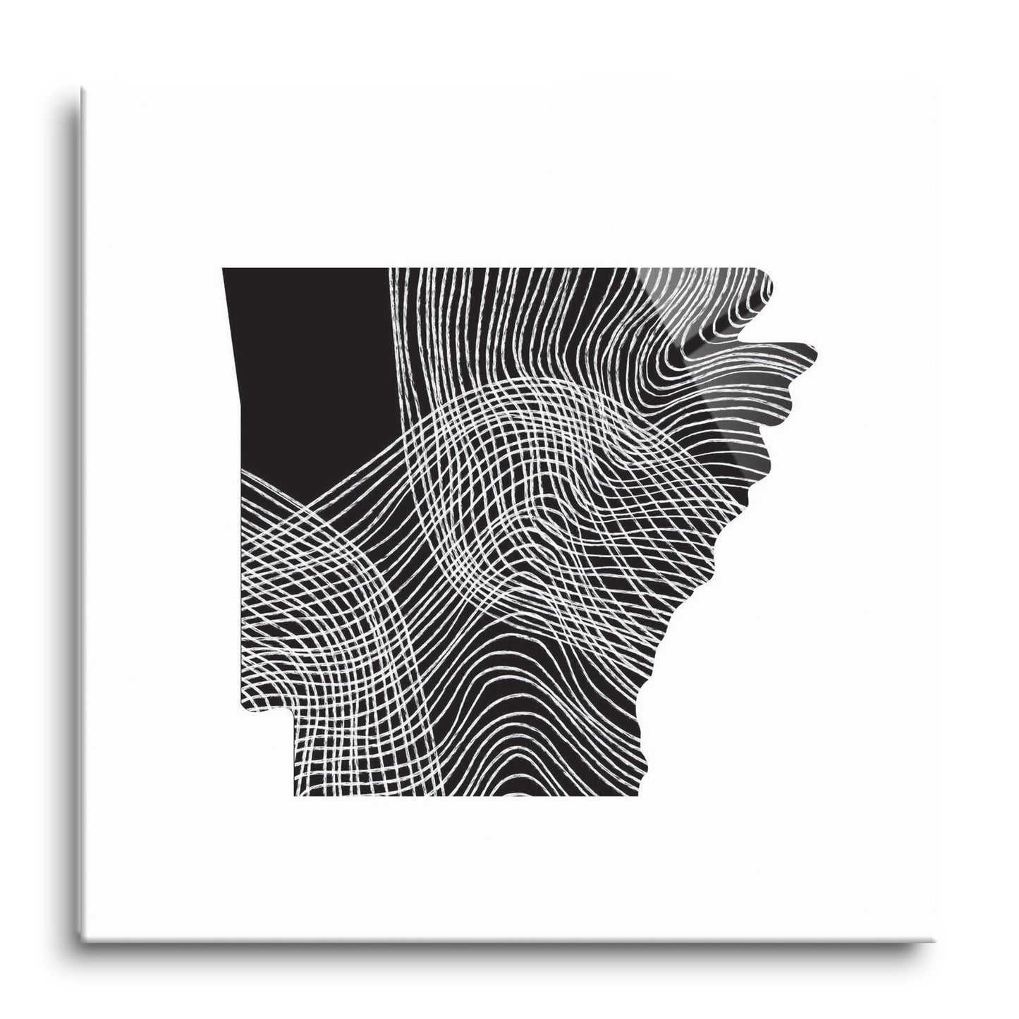 B&W Minimalist Arkansas Fluid Lines | Hi-Def Glass Art | Eaches | Min 1