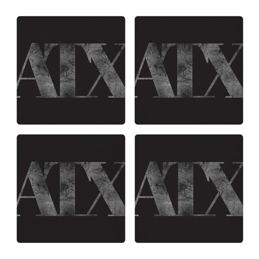 Minimalistic B&W Texas Austin Black Initials | Absorbent Coasters | Set of 4 | Min 2